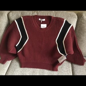 Frame sweater, burgundy with black/white stripes